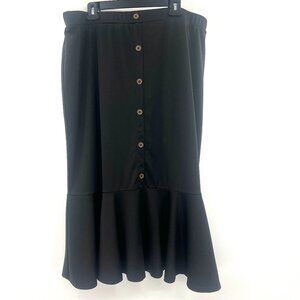 Bloomchic Black Ruffle Hem Midi Skirt Women's Size 22-24